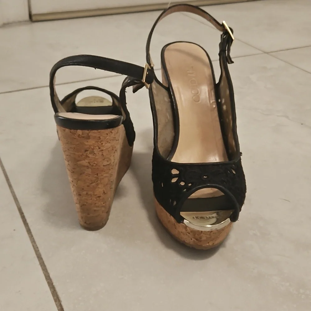 Jimmy Choo Black and Gold Wedges